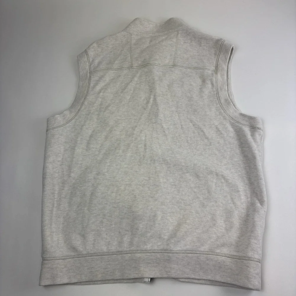 Tommy Bahama Full Zip Sweater Vest Mens Large Beige Embroidered Cotton - Picture 3 of 11